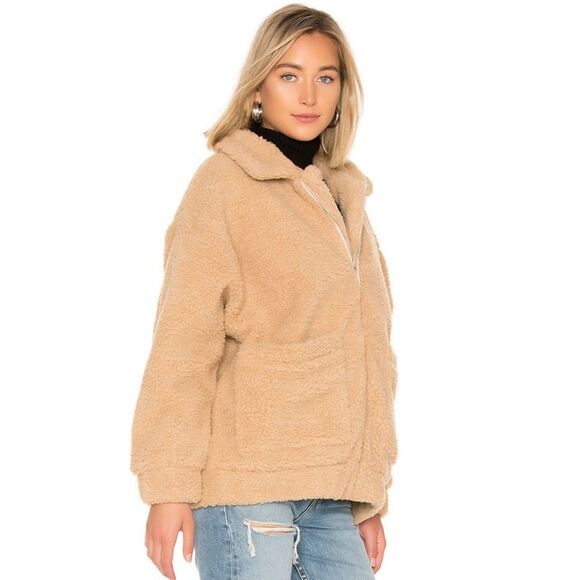 I.AM.GIA Pixie Oversized Teddy Coat Caramel Sherpa Zip Up Jacket Coat Women XS - Picture 3 of 8